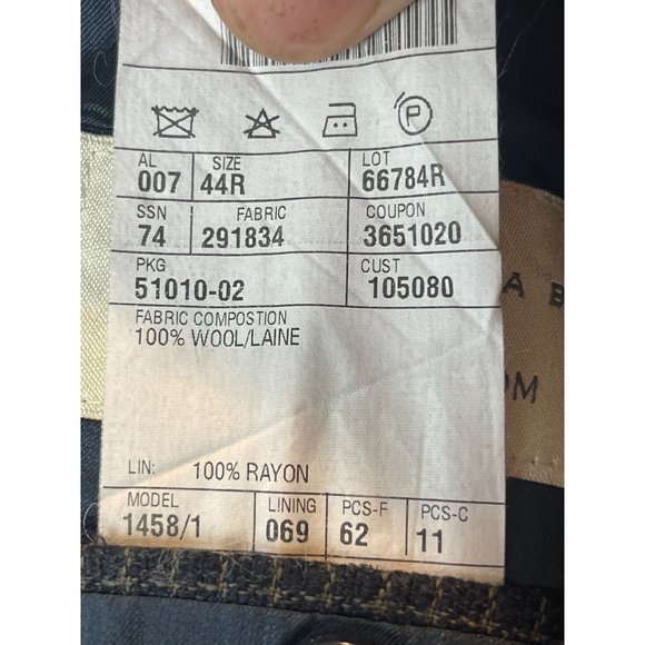 Joseph Abboud Mens 100% Wool Suit Blazer Coat Long Sleeve Check Gray Size 44R - Picture 5 of 7